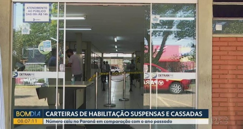 Número de carteiras de habilitação suspensas cai 36% no Paraná em 2020, diz Detran